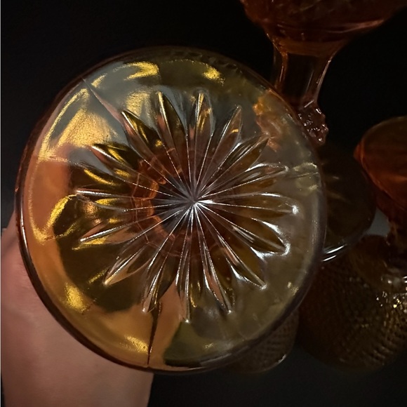 AMBER DIAMOND POINT GOBLET GLASS BY IVIMA SET OF 7 - Picture 6 of 7